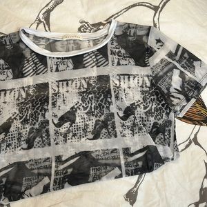 Black and White Sheer Top